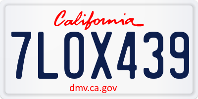 CA license plate 7LOX439