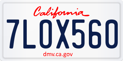 CA license plate 7LOX560