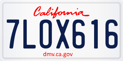 CA license plate 7LOX616