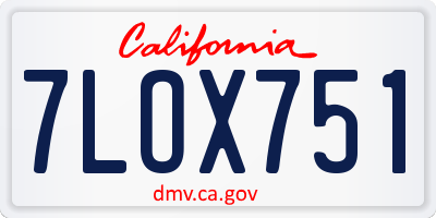 CA license plate 7LOX751