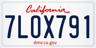 CA license plate 7LOX791