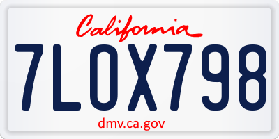 CA license plate 7LOX798