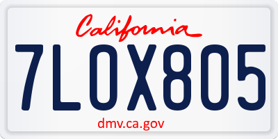CA license plate 7LOX805