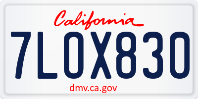 CA license plate 7LOX830