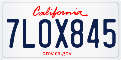 CA license plate 7LOX845