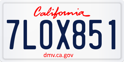 CA license plate 7LOX851