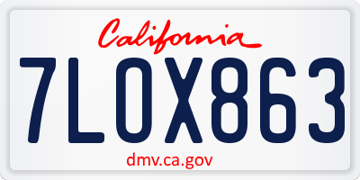 CA license plate 7LOX863