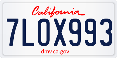 CA license plate 7LOX993