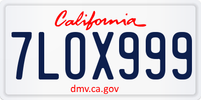 CA license plate 7LOX999