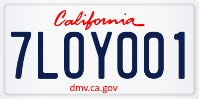 CA license plate 7LOY001