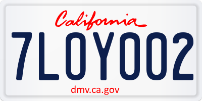 CA license plate 7LOY002