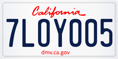 CA license plate 7LOY005