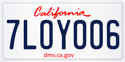 CA license plate 7LOY006