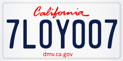 CA license plate 7LOY007