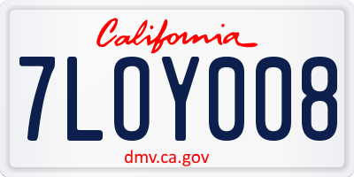CA license plate 7LOY008