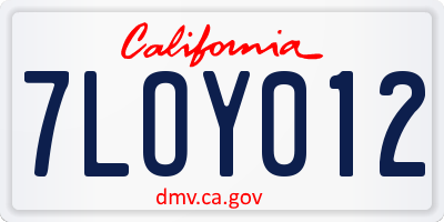 CA license plate 7LOY012