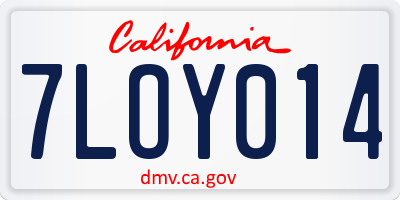 CA license plate 7LOY014