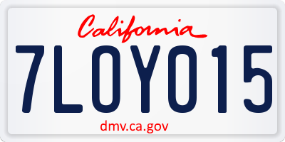 CA license plate 7LOY015