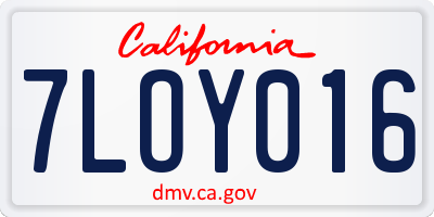 CA license plate 7LOY016
