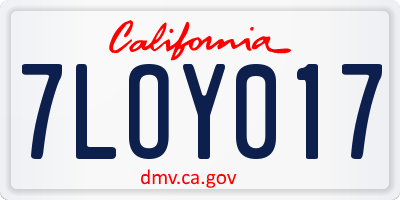 CA license plate 7LOY017