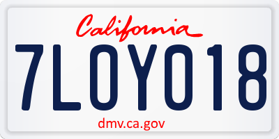 CA license plate 7LOY018
