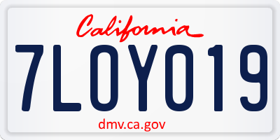 CA license plate 7LOY019