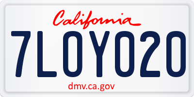 CA license plate 7LOY020