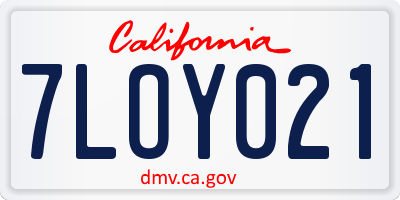 CA license plate 7LOY021