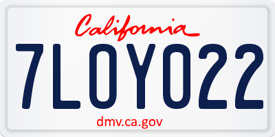CA license plate 7LOY022