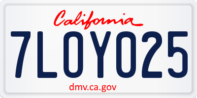 CA license plate 7LOY025