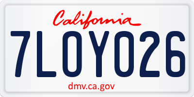 CA license plate 7LOY026