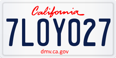 CA license plate 7LOY027