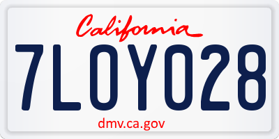 CA license plate 7LOY028