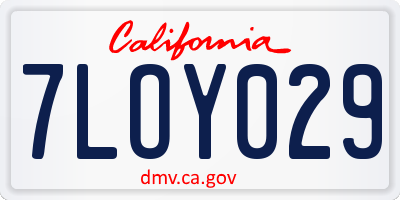 CA license plate 7LOY029