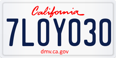 CA license plate 7LOY030