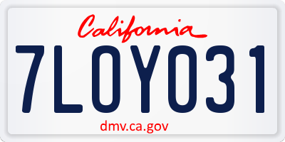 CA license plate 7LOY031