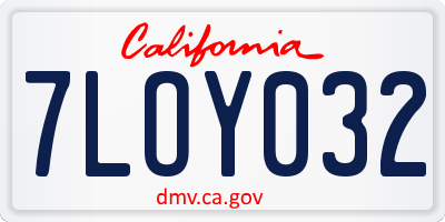 CA license plate 7LOY032