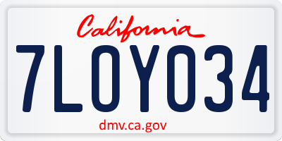CA license plate 7LOY034