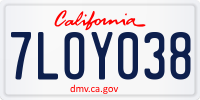 CA license plate 7LOY038
