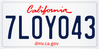 CA license plate 7LOY043