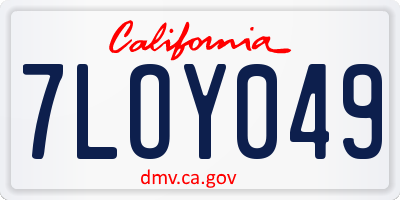 CA license plate 7LOY049