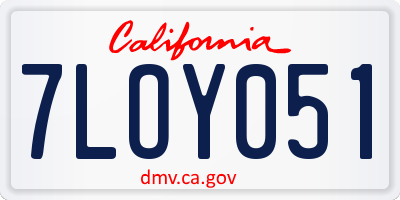 CA license plate 7LOY051