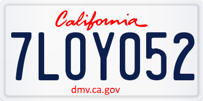CA license plate 7LOY052
