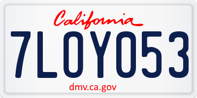 CA license plate 7LOY053