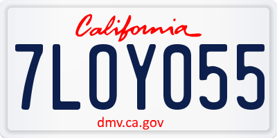 CA license plate 7LOY055