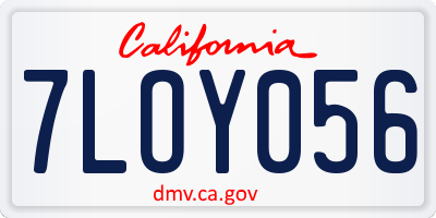 CA license plate 7LOY056