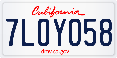 CA license plate 7LOY058