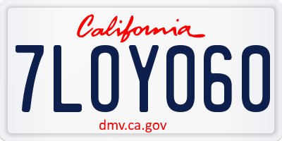 CA license plate 7LOY060