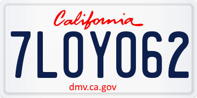 CA license plate 7LOY062
