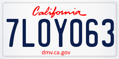 CA license plate 7LOY063